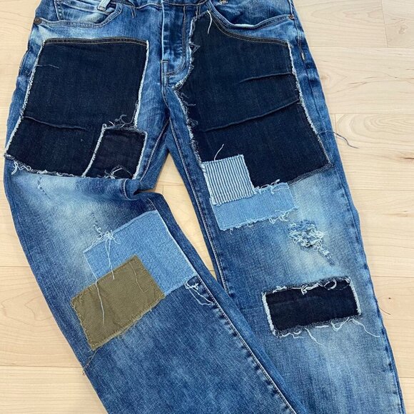 Parasuco Mens Low Rise Relaxed Fit Patchwork Jeans Size 32 Blue Denim WLB-016 - Picture 7 of 16